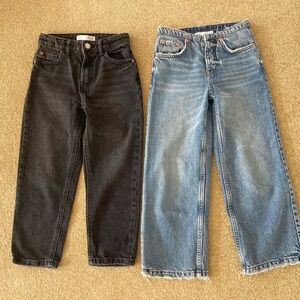 2 Bundles of Zara Girls kids Black and Blue Jeans 8 / 128cm